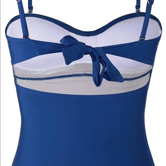 Women's Tankini Top Front Twist Swimsuit Ruched Bathing Suit Top Balakan Blue - Picture 3 of 4